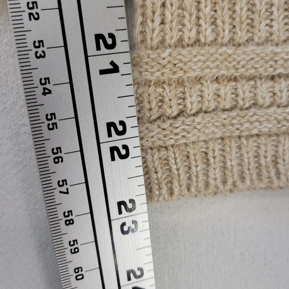 LA LOVING Sweater Vintage Mens L Beige Waffle Knit Crewneck Long Sleeve Pullover